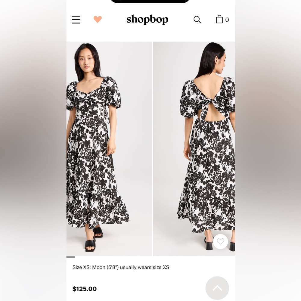 Worn 1x English Factory Black and White Floral Puff Sleeve Maxi Dress